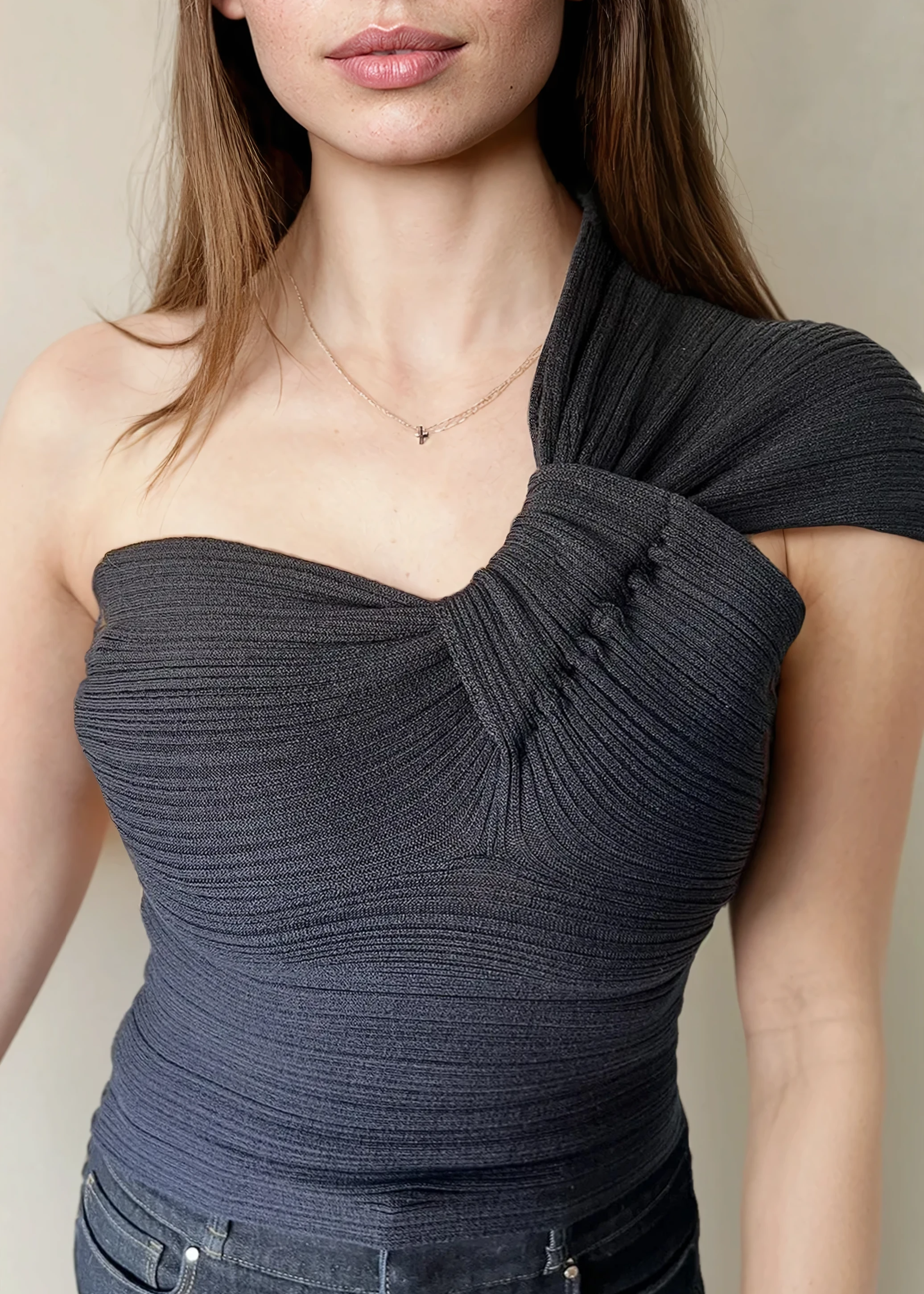 One Shoulder Knot Top