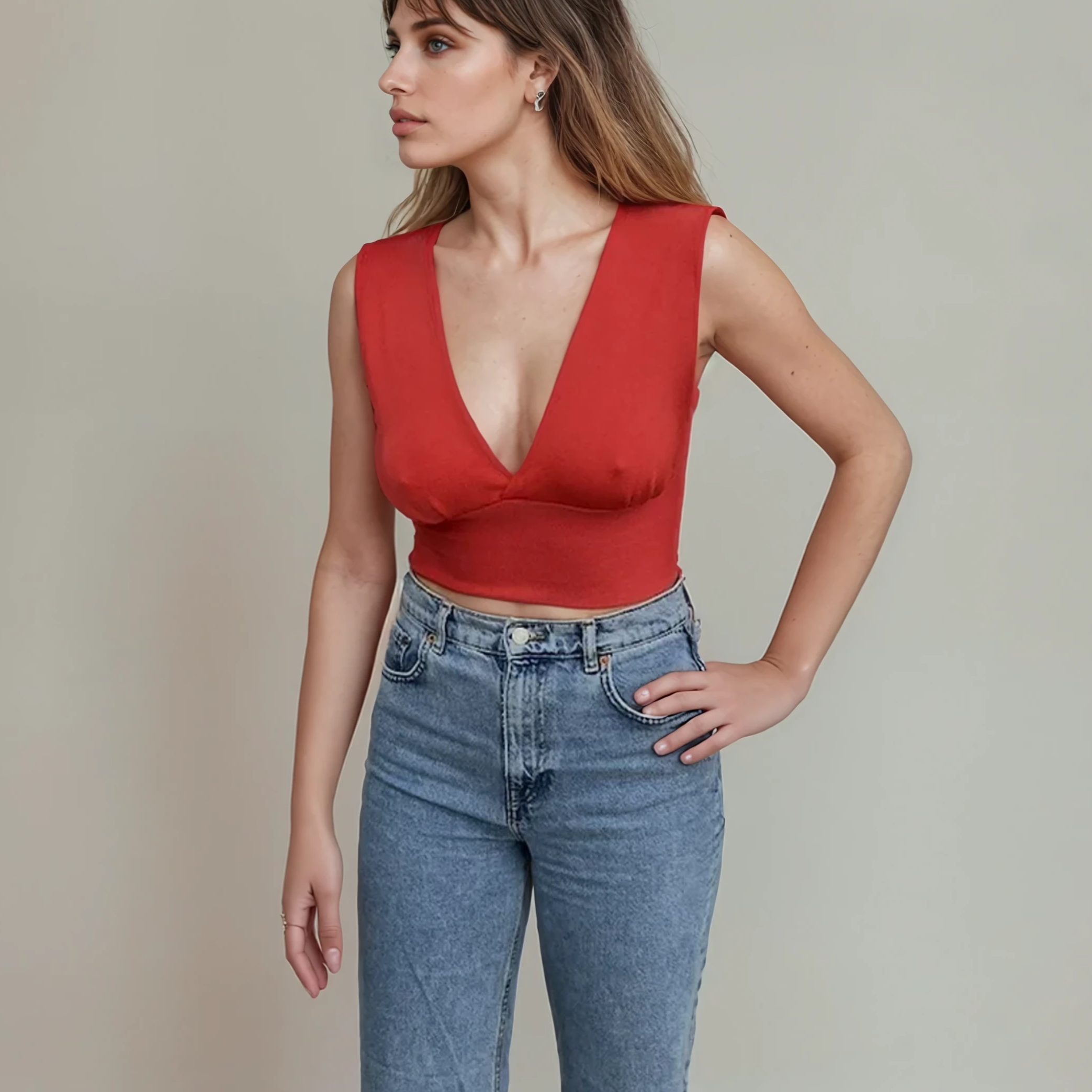 V-Neck Cropped Top