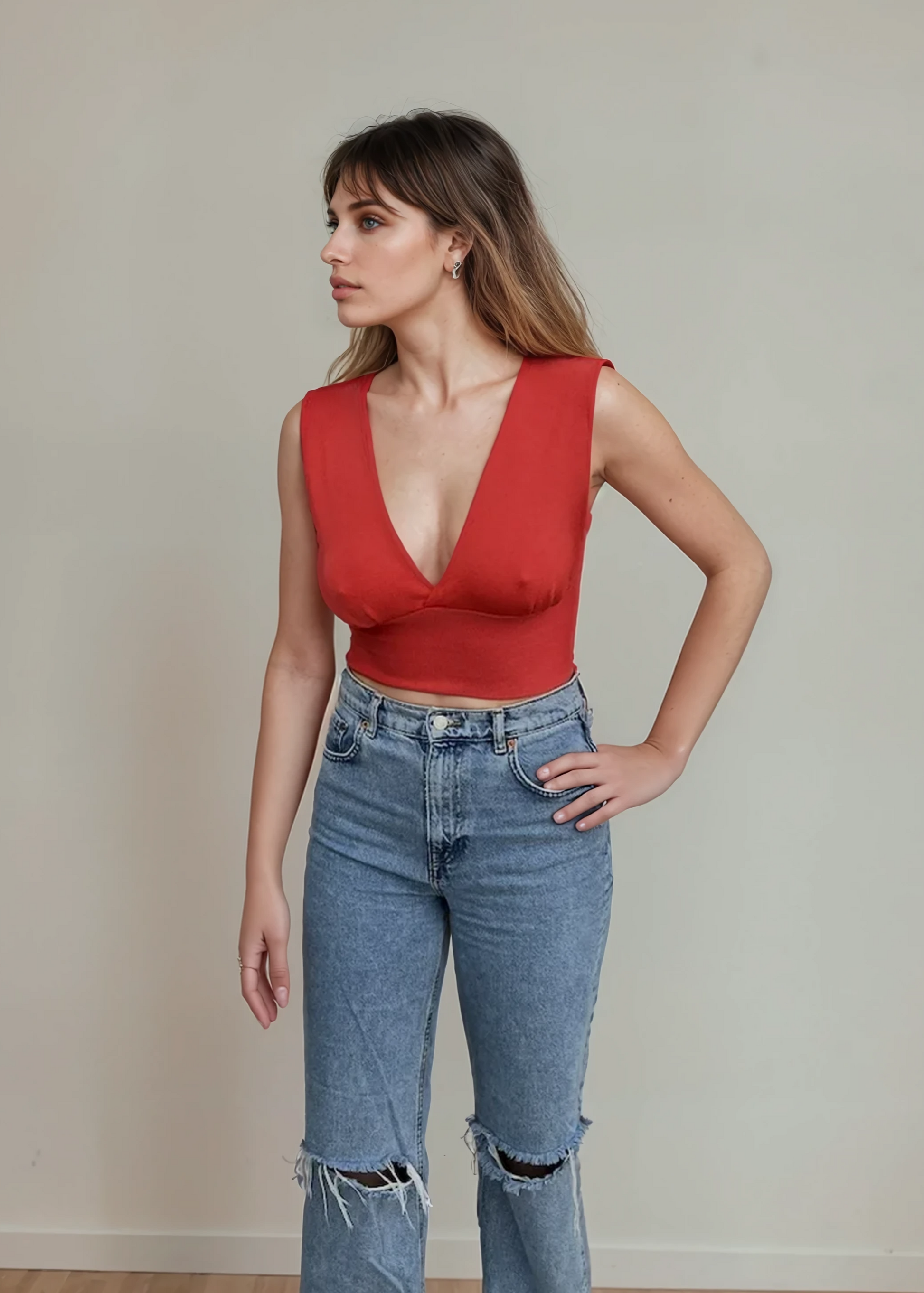 V-Neck Cropped Top